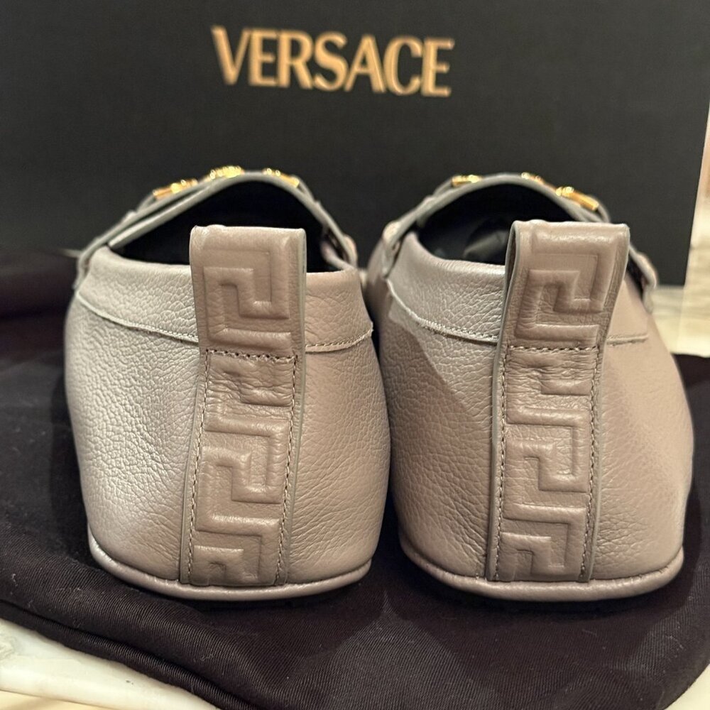 Versace 1017072 Gray Leather Driver Shoes with Medusa plaque, 42.5 - Picture 7 of 16